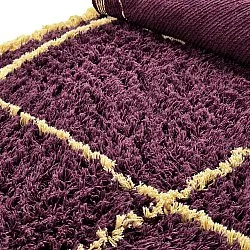 Rund Teppich - Lana Natural Cotton Shaggy (bordeaux/gelb)