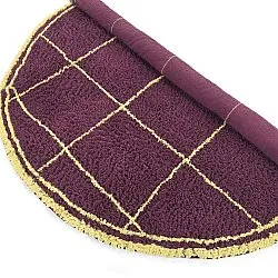 Rund Teppich - Lana Natural Cotton Shaggy (bordeaux/gelb)