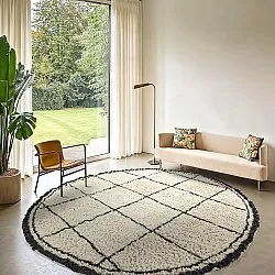 Tapis rond - Lana Natural Cotton Shaggy (crème/gris foncé)