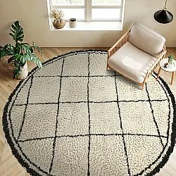 Tapis rond - Lana Natural Cotton Shaggy (crème/gris foncé)
