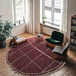 Rund Teppich - Lana Natural Cotton Shaggy (taupe/rot)