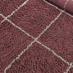 Rund Teppich - Lana Natural Cotton Shaggy (taupe/rot)