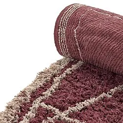 Rund Teppich - Lana Natural Cotton Shaggy (taupe/rot)