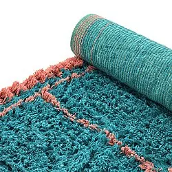 Hochflorteppiche - Lana Natural Cotton Shaggy (türkis/rosa)