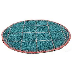 Rund Teppich - Lana Natural Cotton Shaggy (türkis/rosa)