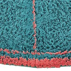 Rund Teppich - Lana Natural Cotton Shaggy (türkis/rosa)