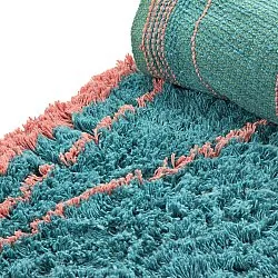 Rund Teppich - Lana Natural Cotton Shaggy (türkis/rosa)