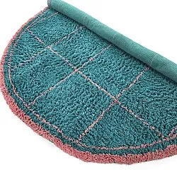 Rund Teppich - Lana Natural Cotton Shaggy (türkis/rosa)