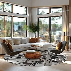 Rund Teppich - Lawrance (grau/weiß)