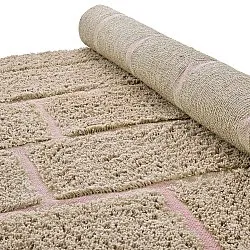 Hochflorteppiche - Lindley Natural Cotton Shaggy (beige/rosa)