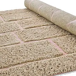 Hochflorteppiche - Lindley Natural Cotton Shaggy (beige/rosa)