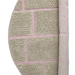 Runde Teppiche - Lindley Natural Cotton Shaggy (beige/rosa)