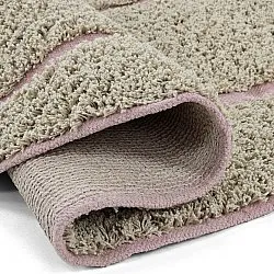 Runde Teppiche - Lindley Natural Cotton Shaggy (beige/rosa)