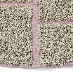 Runde Teppiche - Lindley Natural Cotton Shaggy (beige/rosa)