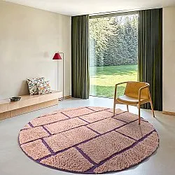 Runde Teppiche - Lindley Natural Cotton Shaggy (rosa/lila)