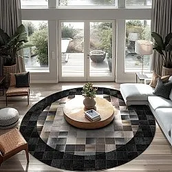 Tapis rond - Livada (noir/multicolore)
