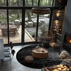 Rund Teppich - Lynton (schwarz)