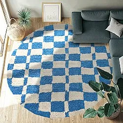 Rund Teppich - Maranello Natural Cotton Shaggy (blau)