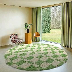 Rund Teppich - Maranello Natural Cotton Shaggy (grün)