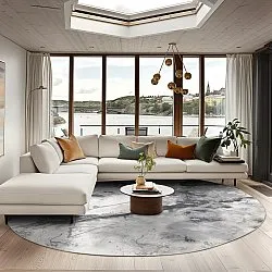 Tapis rond - Mermer (gris/blanc)