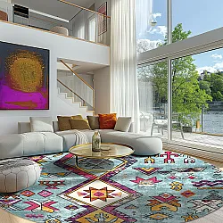 Rund Teppich - Misare (blau/bunt)