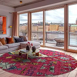 Rund Teppich - Misare (rosa/bunt)