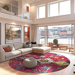 Rund Teppich - Misare (rosa/bunt)