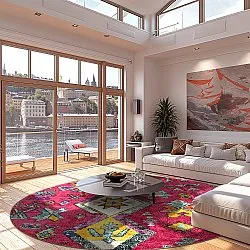 Rund Teppich - Misare (rosa/bunt)