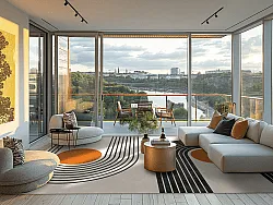 Wilton-Teppich - Moudania (beige/schwarz/orange)