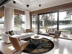 Rund Teppich - Myra (schwarz/gold)