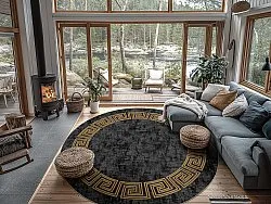 Rund Teppich - Myra (schwarz/gold)