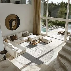 Runde Teppiche - Navarra Natural Cotton Shaggy (weiß)