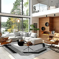 Wilton-Teppich - Olympia (schwarz/weiß)