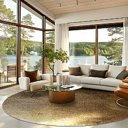 Tapis rond - Oristano (marron/doré)