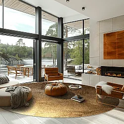 Tapis rond - Oristano (marron/doré)