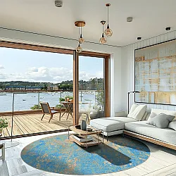 Rund Teppich - Pavoa (blau)