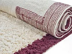 Runde Teppiche - Ricco Natural Cotton Shaggy (offwhite/Burgund)