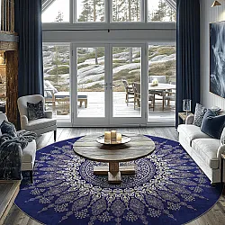 Rund Teppich - Sandrigo (blau/beige)