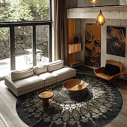 Rund Teppich - Sandrigo (schwarz/gold)