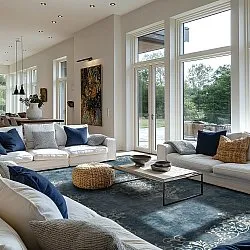 Wilton-Teppich - Santi (blau/beige)