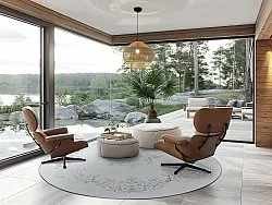 Rund Teppich - Santi (weiß/grau)