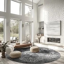 Rund Teppich - Santi (dunkelgrau/weiß)