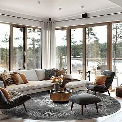 Rund Teppich - Santi (dunkelgrau/weiß)