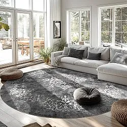 Rund Teppich - Santi (dunkelgrau/weiß)