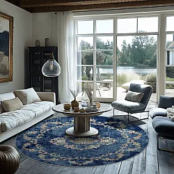 Tapis rond - Taknis (bleu)