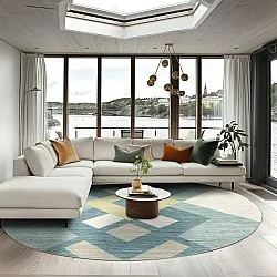 Rund Teppich - Temara (blau/bunt)