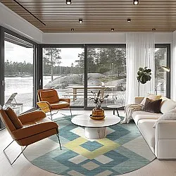 Rund Teppich - Temara (blau/bunt)