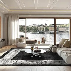 Wilton-Teppich - Tilos (schwarz/weiß)