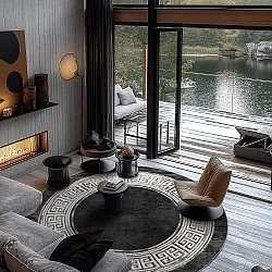 Rund Teppich - Tilos (schwarz/weiß)