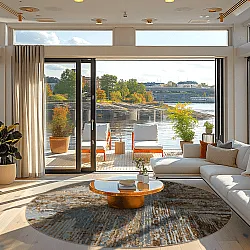 Rund Teppich - Tizzano (blau/bunt)